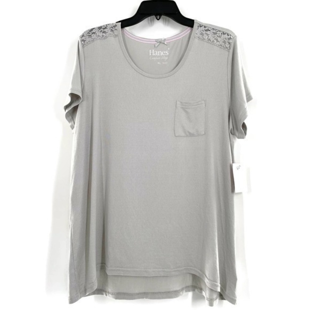 Hanes Women's sleep pajama top-Gray XL